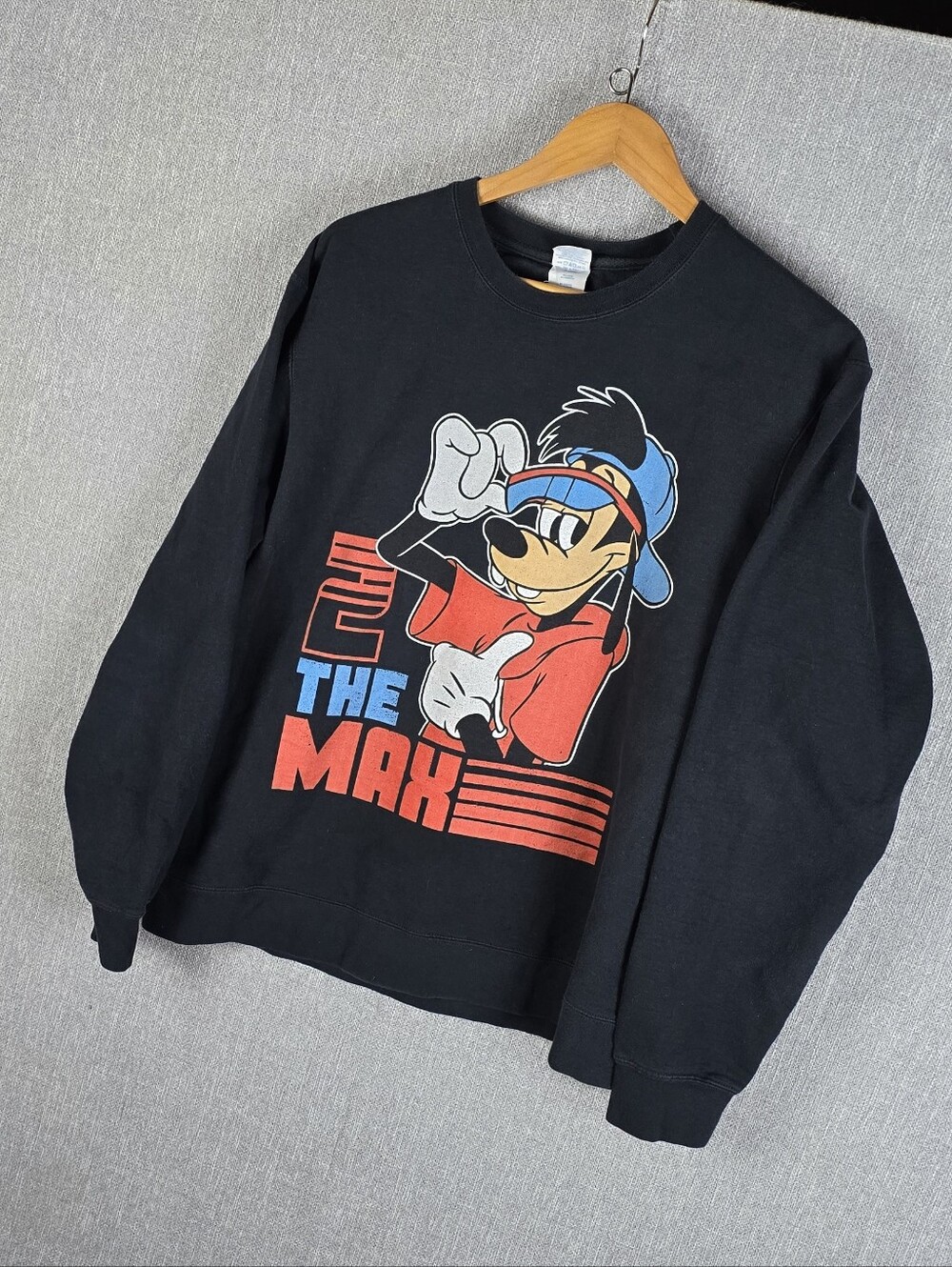 Disney A Goofy Movie 2 The Max Goofy Crewneck Sweatshirt Black Mens Sz L